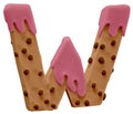 W letter. Cake Font. Cake Font.. Handmade with plasticine. Royalty Free Stock Photo