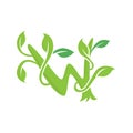 W letter ecology nature element vector icon logo design illustration