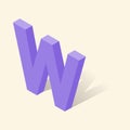 W letter in isometric 3d style with shadow Royalty Free Stock Photo