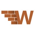 W letter Logo, brick wall logo design with place for your data.