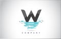 W Letter Logo Design with Water Splash Ripples Drops Reflection Royalty Free Stock Photo