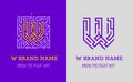 W letter logo maze. Creative logo for corporate identity of company: letter W. The logo symbolizes labyrinth, choice of right path