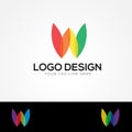 W Letter Logo Multi color Template