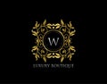 W Letter Luxury Boutique, Beautiful Flourish Gold Logo template