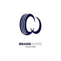 w letter tire wheel logo template design for brand or company and other