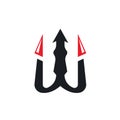W letter trident icon vector concept design template Royalty Free Stock Photo