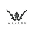 W letter for wayang,keris and gunungan concept design icon vector