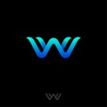 W logo consist of waves. W monogram. Symbol of sea and waves.