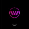 W logo. W monogram. Pink one line logo in a circle. Royalty Free Stock Photo