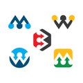 w,m arrow Letter Icon Design Vector