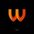 W monogram. W origami logo. W letter like folded orange paper on a light background.