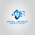 W pixel logo modern creative alphabet letter design vector icon Royalty Free Stock Photo