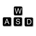 W A S D keys icon on white background. game control keyboard buttons. Alphabetic block sign. flat style Royalty Free Stock Photo