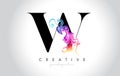 W Vibrant Creative Leter Logo Design with Colorful Smoke Ink Flo Royalty Free Stock Photo