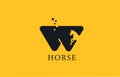 W yellow black horse alphabet letter logo icon with stallion shape inside. Creative design for business and company Royalty Free Stock Photo