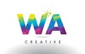 WA W A Colorful Letter Origami Triangles Design Vector.