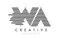 WA W A Zebra Letter Logo Design with Black and White Stripes