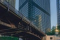 Wabash Avenue bridge and modern buildings in downtown Chicago, USA Royalty Free Stock Photo