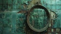 wabi-sabi decor, a weathered mirror in a wabi sabi bathroom on the wall, enhancing the space with character and charm Royalty Free Stock Photo