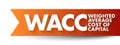 WACC Weighted Average Cost of Capital - rate that a company is expected to pay on average to all its security holders to finance