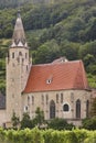 Wachau terraced vineyard valley. Schwallenbach gothic church. Lower Austria Royalty Free Stock Photo