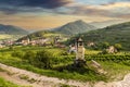 Wachau valley with the river Danube and town Spitz on a sunset. Lower Austria Royalty Free Stock Photo