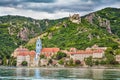 Wachau valley with town of DÃÂ¼rnstein and Danube river, Austria Royalty Free Stock Photo