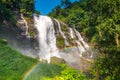 Wachirathan Waterfall at Doi Inthanon National Park, Mae Chaem District, Chiang Mai Province, Thailand. Fresh flowing water in Royalty Free Stock Photo