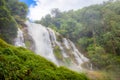 Wachirathan Waterfall is a large waterfall in deep forest on Doi Inthanon, Chiang Mai Royalty Free Stock Photo