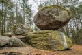 Wackelstein near Thurmansbang megalith granite rock formation in winter in bavarian forest, Germany Royalty Free Stock Photo