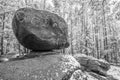 Wackelstein near Thurmansbang megalith granite rock formation in winter in bavarian forest, Germany Royalty Free Stock Photo