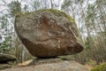 Wackelstein near Thurmansbang megalith granite rock formation in winter in bavarian forest, Germany Royalty Free Stock Photo