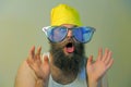 Wacky Excited Bearded Man Royalty Free Stock Photo