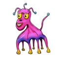 Wacky, pink dog Crazy space alien or monster cartoon.