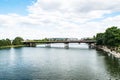 Waco`s Washington Ave Bridge over the Brazos River Royalty Free Stock Photo