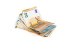 Wad of euro cash bills banknotes Royalty Free Stock Photo