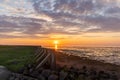 Wooden seawall at the Wadden sea