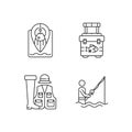 Wade fishing linear icons set Royalty Free Stock Photo