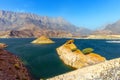 Wadi Dayqah Dam is the biggest reservoir of Sultanate of Oman. It is located in the wilayat of Qurriyat Royalty Free Stock Photo