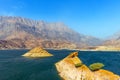 Wadi Dayqah Dam is biggest reservoir of Sultanate of Oman. It is located in the wilayat of Qurriyat Royalty Free Stock Photo