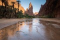 Rock and oasis scenes in Wadi Disah in Tabuk Region, Saudi Arabia