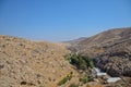 Wadi Kelt or Nahal Prat, in the Judean Desert, Israel. Early autumn in a nature reserve. Royalty Free Stock Photo