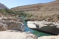 Wadi in Oman. A Water Paradise in the desert Royalty Free Stock Photo