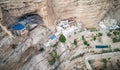Wadi Qelt in Judean desert around St. George Orthodox Monastery, or Monastery of St. George of Choziba, Israel.