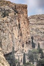 Wadi Qelt in Judean desert near Jericho, Israel. Nature, stone, rock, canyon and oasis. Unseen, unknown, unexplored Royalty Free Stock Photo