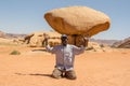 WADI RUM DESERT, JORDAN - APRIL 30, 2016: Bedouin man