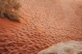 Wadi Rum Desert, Jordan, fine pink sand is in this desert on the surface like the planet Mars, red sand on a mountain with Royalty Free Stock Photo