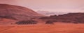 Wadi Rum Desert, Jordan mountains dawn banner Royalty Free Stock Photo