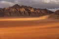 Wadi Rum desert landscape in cloudy day, Jordan, Middle east Royalty Free Stock Photo