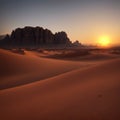 Wadi Rum desert with red sand in Jordan made with Generative AI